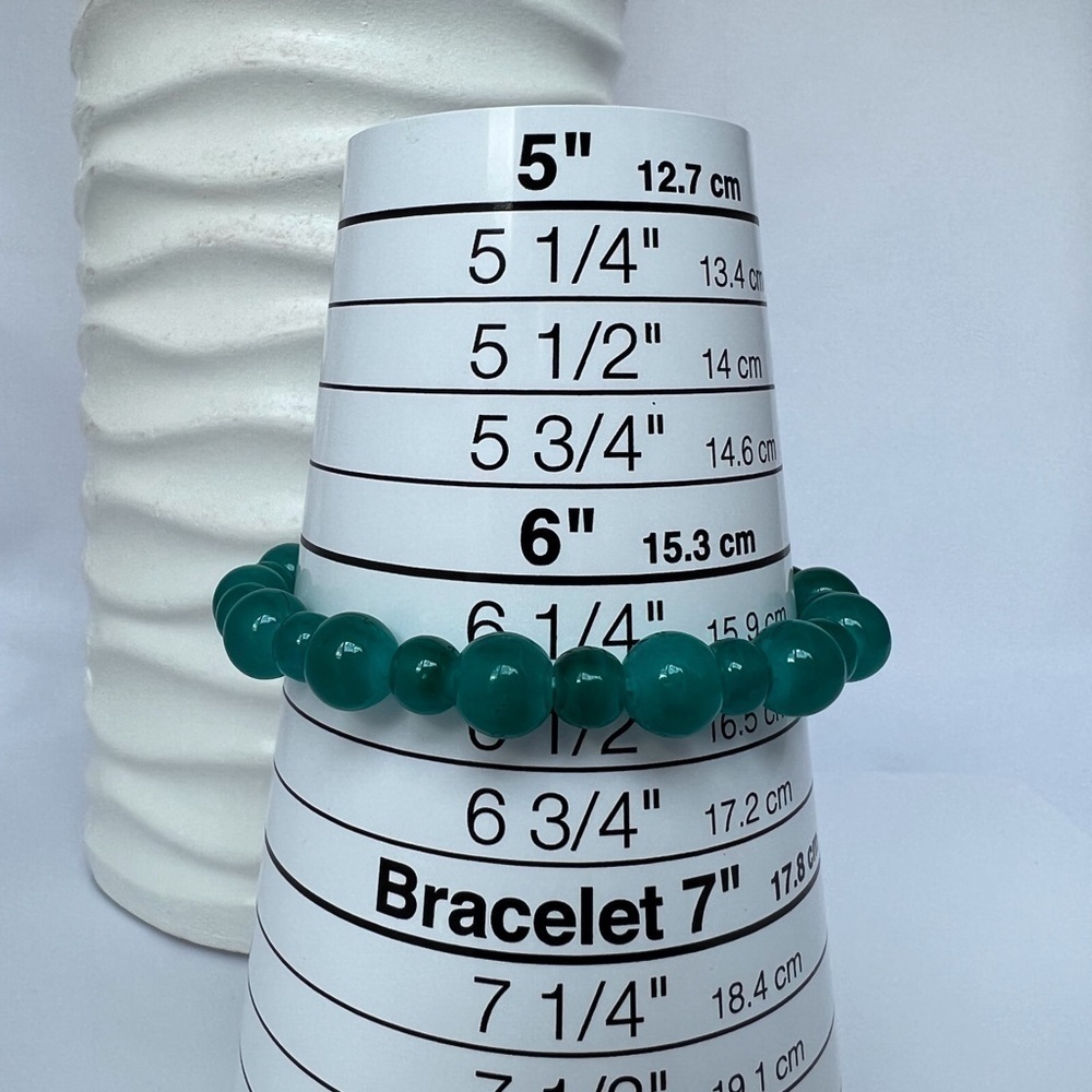 Teal Stretch Beaded Bracelet - Picture 6 of 13